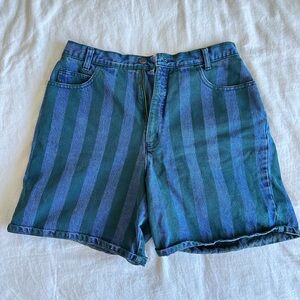 Paris Sport Club Green Denim Stripe Shorts